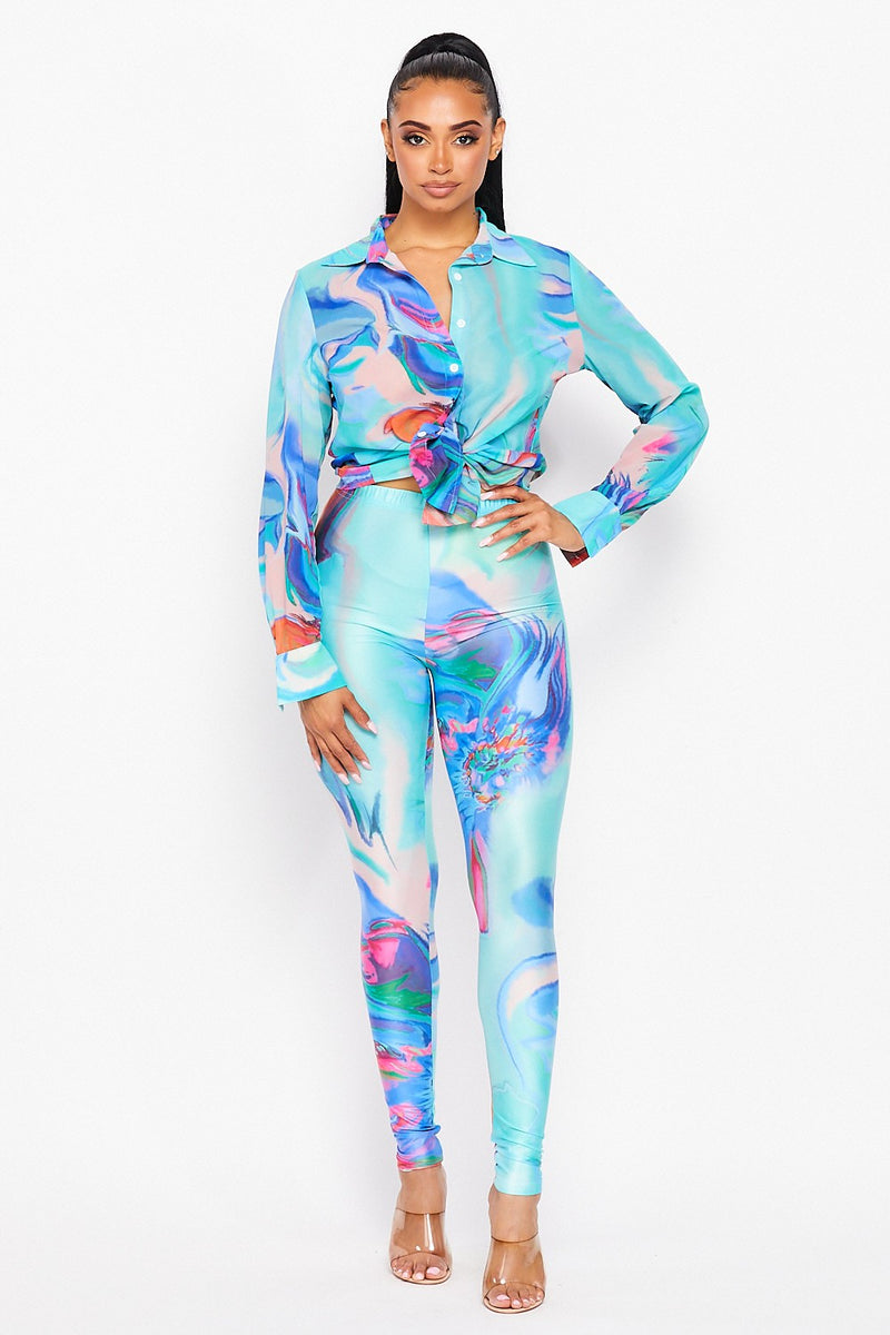 Poppin Peacock Legging Set