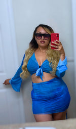 Malibu Mesh Two Piece Skirt Set (Blue)