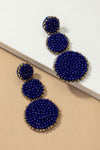 THREE GLASS BEAD DISKS DROP EARRINGS