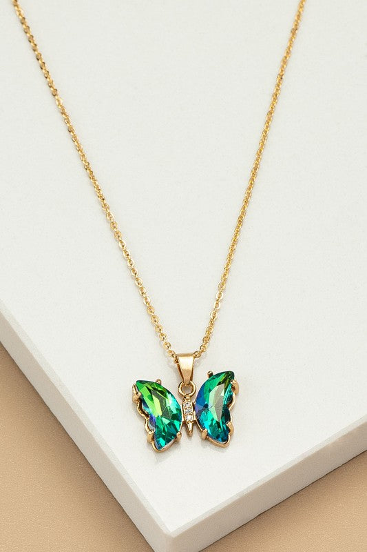 316L Stainless Steel Green Butterfly Necklaces For Women 17 Inch Chain -  The Butterfly Choker | Butterfly Choker Necklace & Jewelery