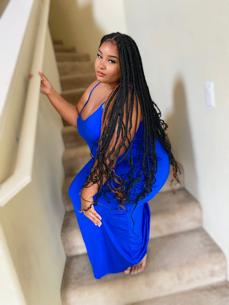 Blue Pocket Maxi Dress